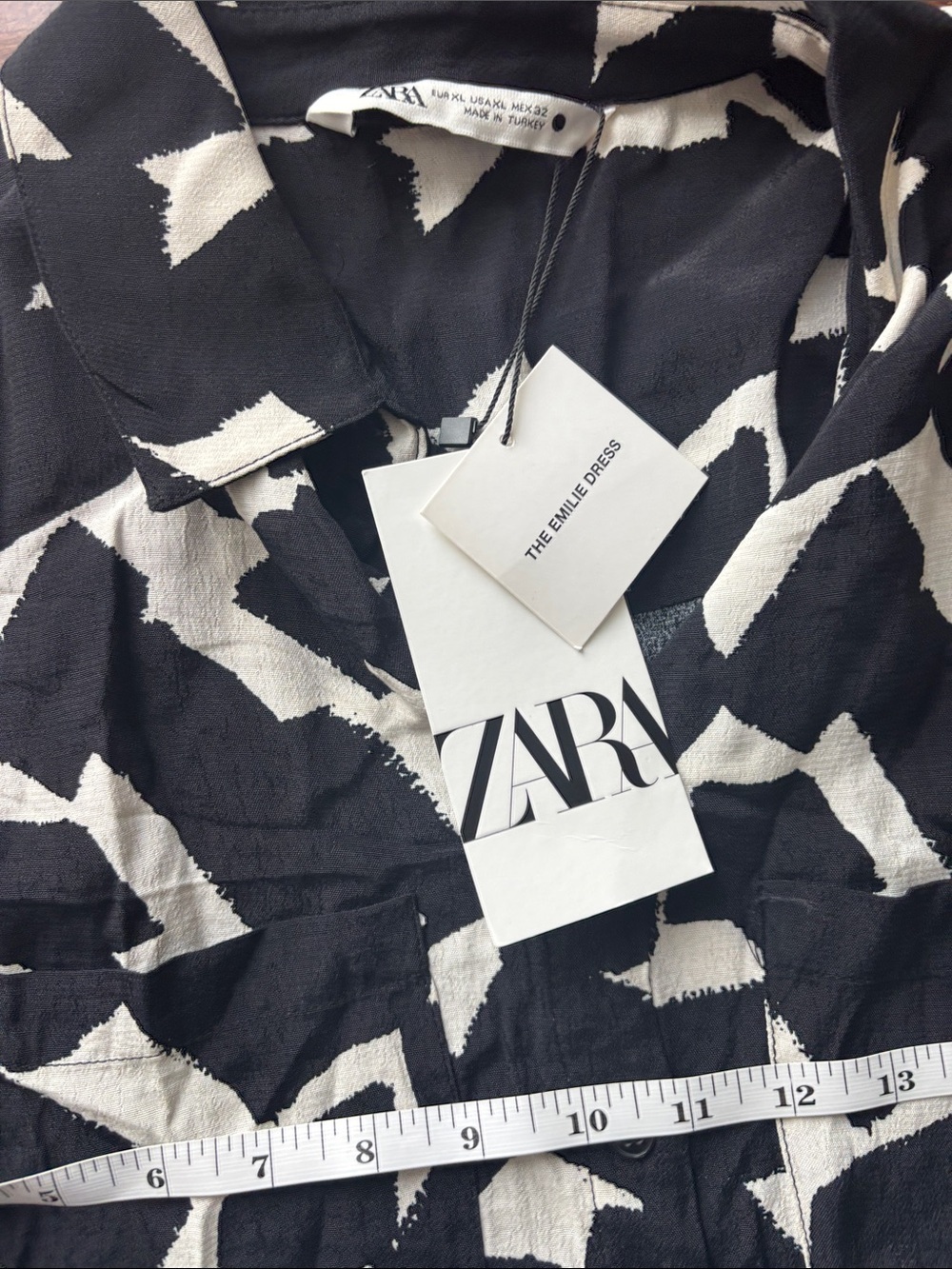Zara Black and White Abstract Midi Shirt Dress - Picture 10 of 10